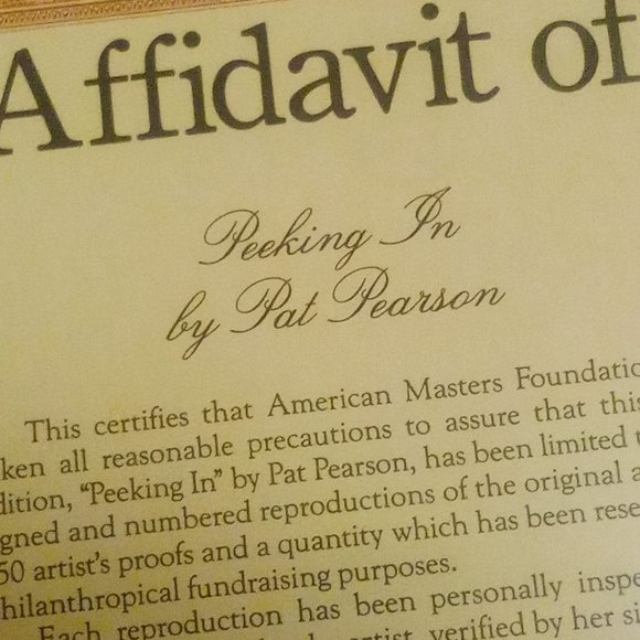 1983 Pat Pearson "Peeking In" Farmhouse Folk Art Limited Print #37/1150 Framed - Picture 9 of 12